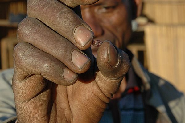 Examining ruby at Andilamena