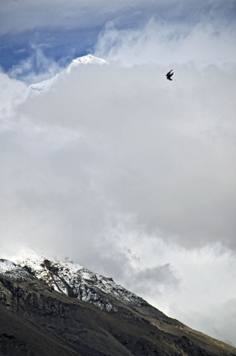 I see you The top of Mt. Everest (Mt. Qomolangma) as seen from Tibet's north base camp.&nbsp;Photo: Richard W. Hughes