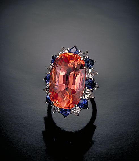 Figure 12. Along with the crystal in Figure 3, this 30-ct. padparadscha from Sri Lanka was cited by Robert Crowningshield as the epitome of the variety. Photo © Tino Hammid.