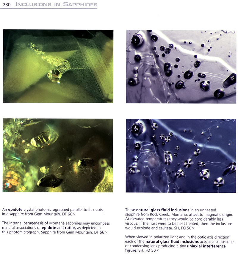 Inclusions in Sapphires Volume 3 of the Photoatlas contains an extensive section on the inclusions in sapphires.