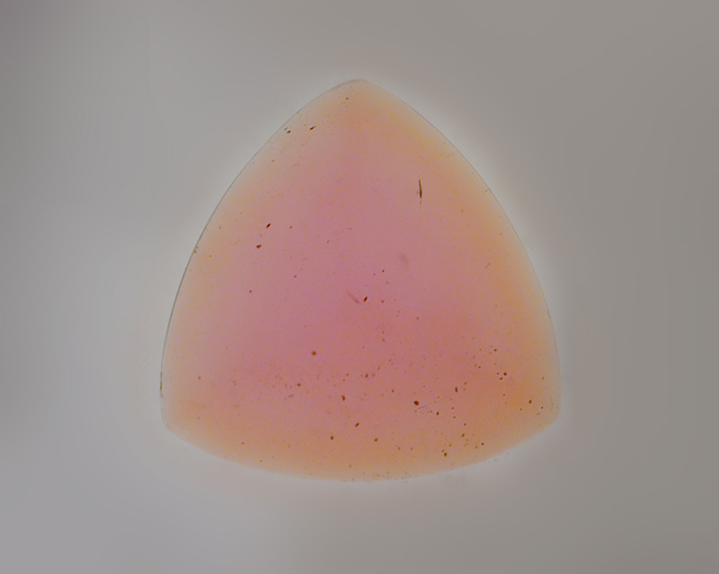 No, this gem does not come from the "trillion" mine, but is a Madagascar pink sapphire with an orange color rim created by surface diffusion. The gem is immersed in di-iodomethane. Note that recutting such stones will produce a loss of the orange color.