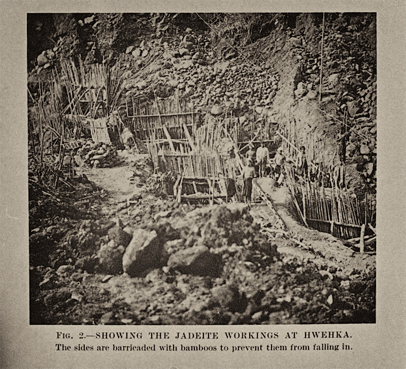 Jadeite workings at Hwehka, ca. 1930.