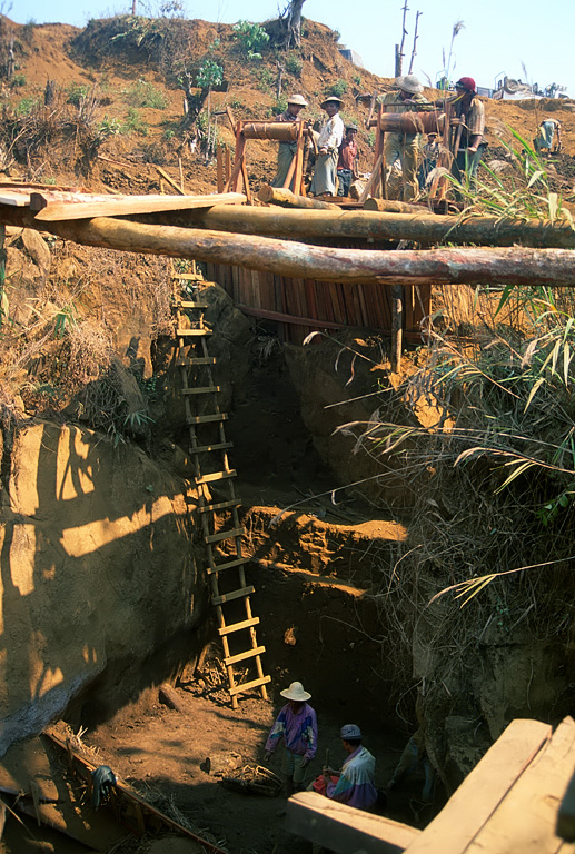 At Tawmaw, miners tunnel directly into hard rock to win the jade.