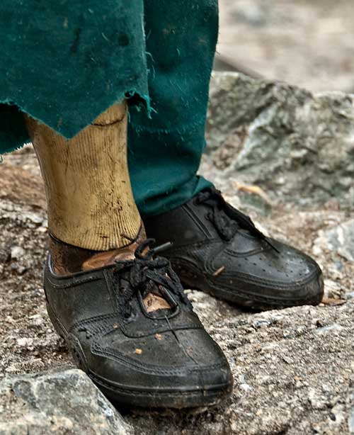 The wooden leg of a former miner-turned bamboo cutter who had gotten off the boat near the Cambodian border