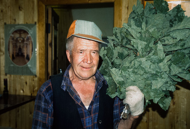 Birch branches on sale outside a Moscow banya